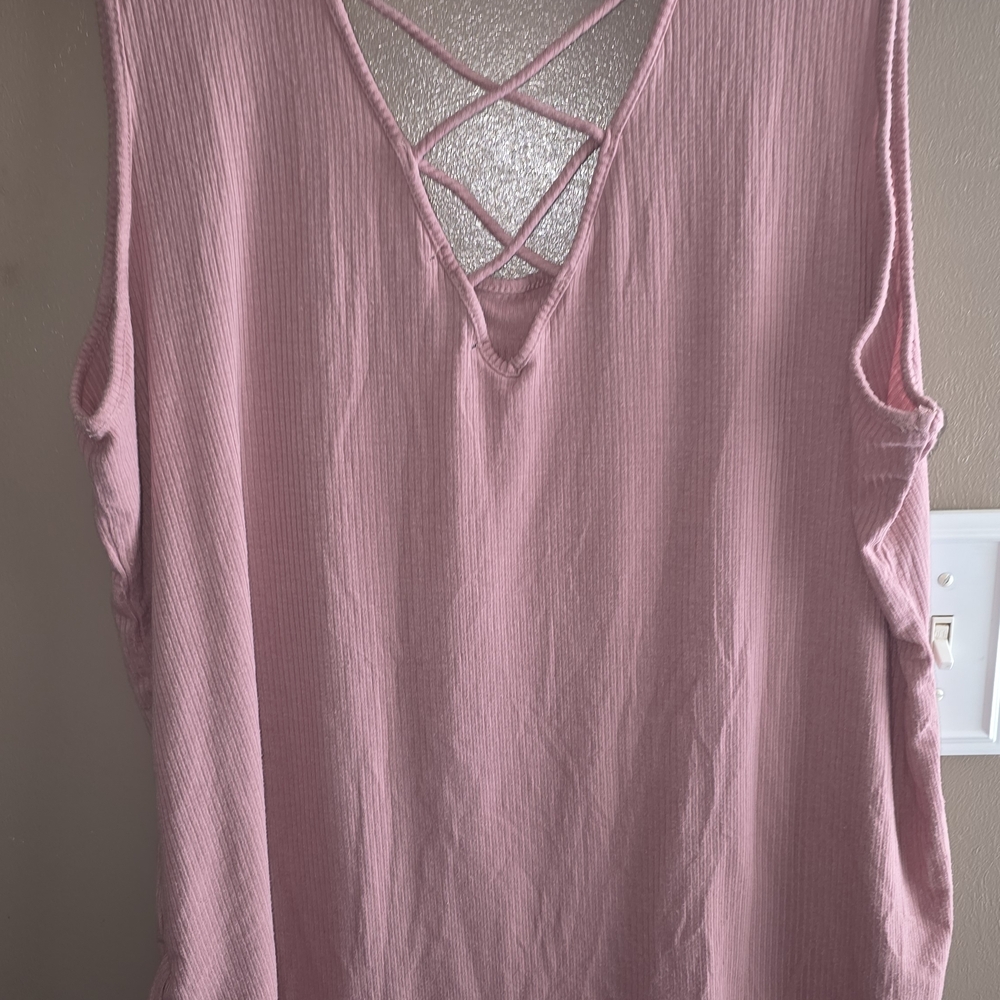 Ambiance Dusty Pink Crisscross Back Tank Top